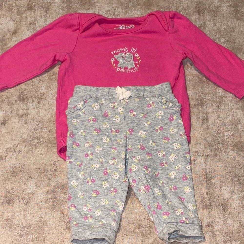Jumping Beans Bright Pink Baby Onesie and Matching Pants